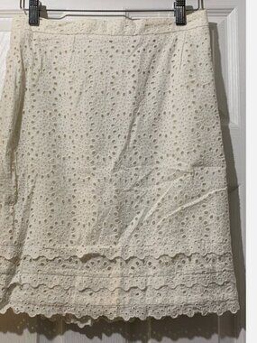 BCBG Maxazria Womens White Scalloped Lace Skirt Size 4